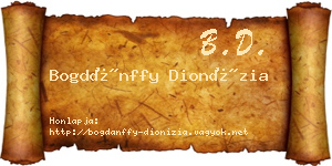 Bogdánffy Dionízia névjegykártya